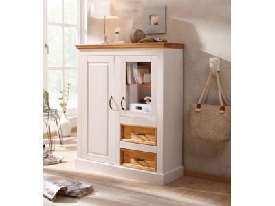 Balcão buffet de madeira vértico estilo alemão branco lavado e cera | Coleção England